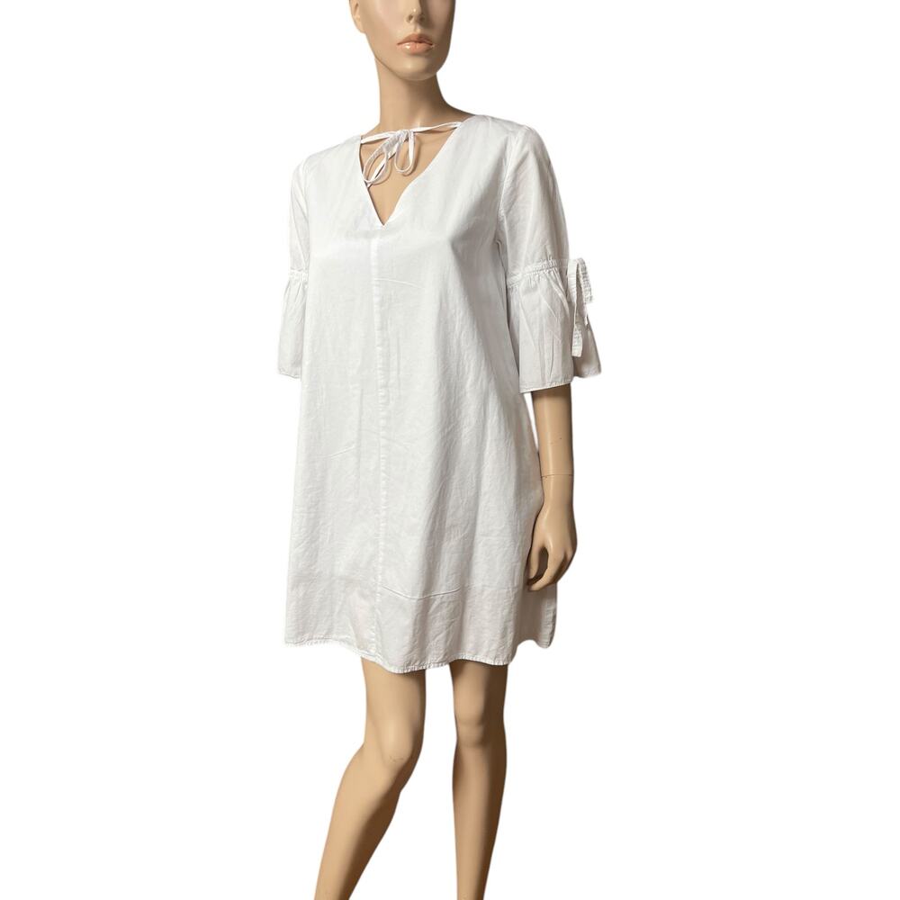 Claudio Milano 100% Linen 3/4 Sleeves V-Neck Dress size Small